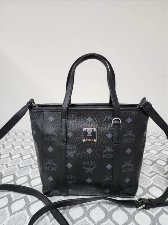 MCM Handbags - Authentic MCM Visetos Mini Toni Shopper Tote Bag Black/Grey